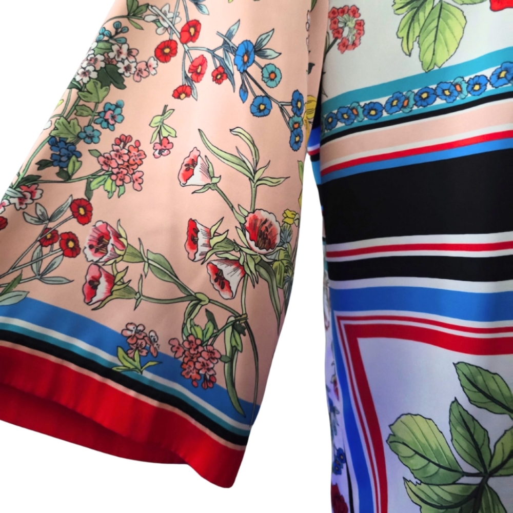Alice + Olivia Koko Patchwork Kimono Freesia Tile Floral Top Jacket XS/S - Picture 4 of 7